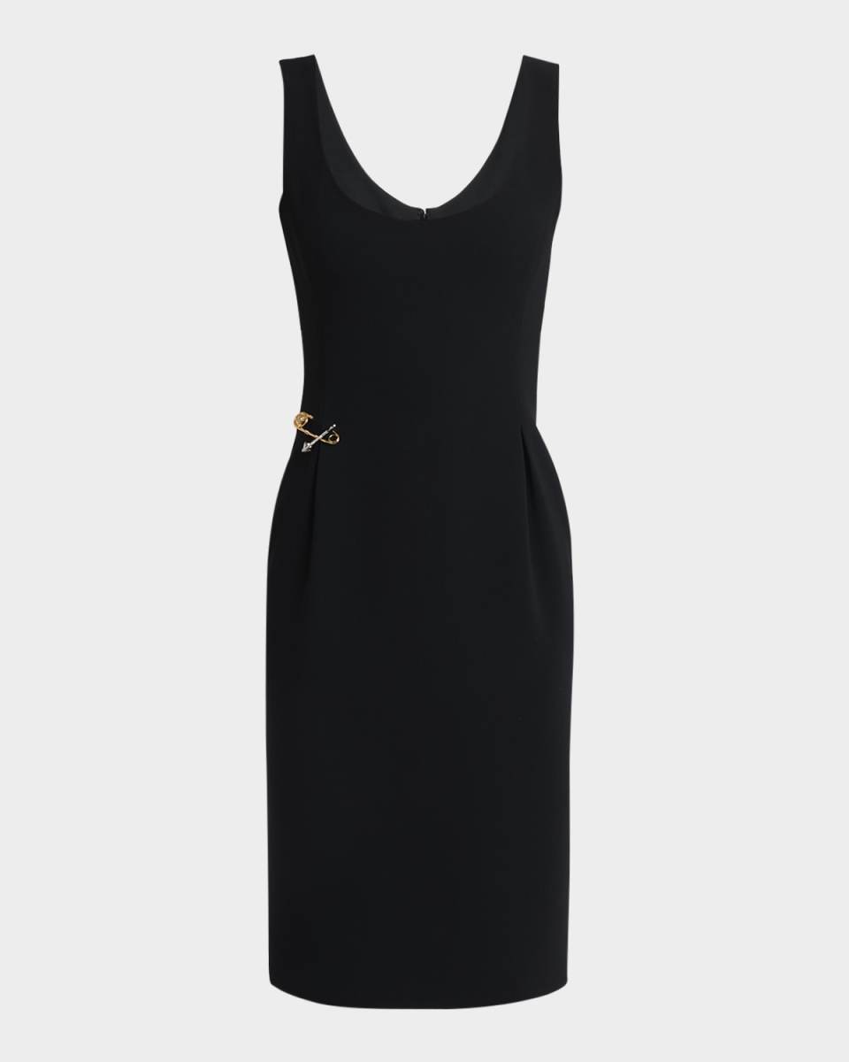 Two-Tone Safety-Pin Sleeveless Techno Cady Dress